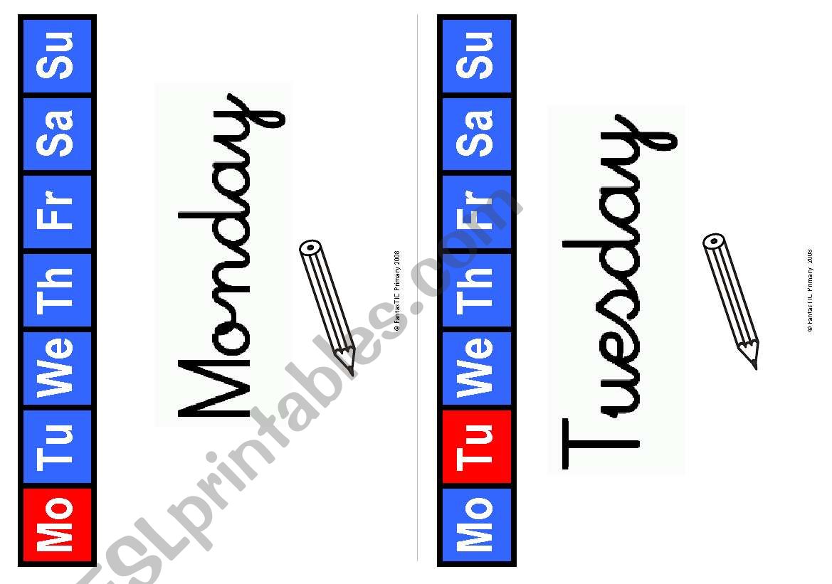 Days Of The Week Flashcards Esl Worksheet By Mjesusra