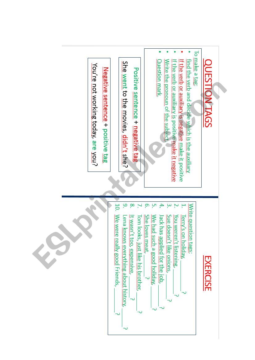 question tags worksheet