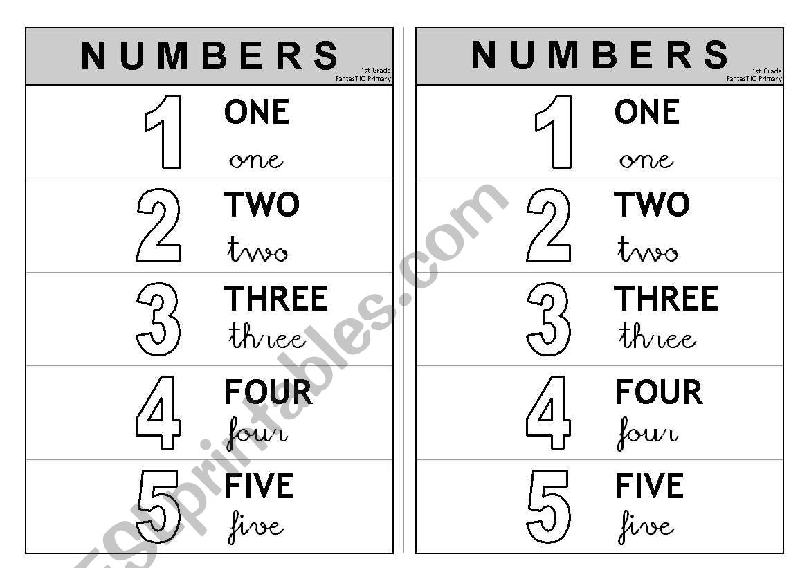 1-5 Numbers - Information (colouring)