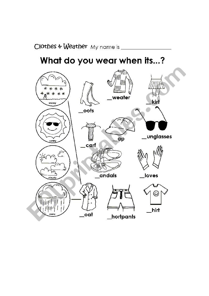 clothes worksheet