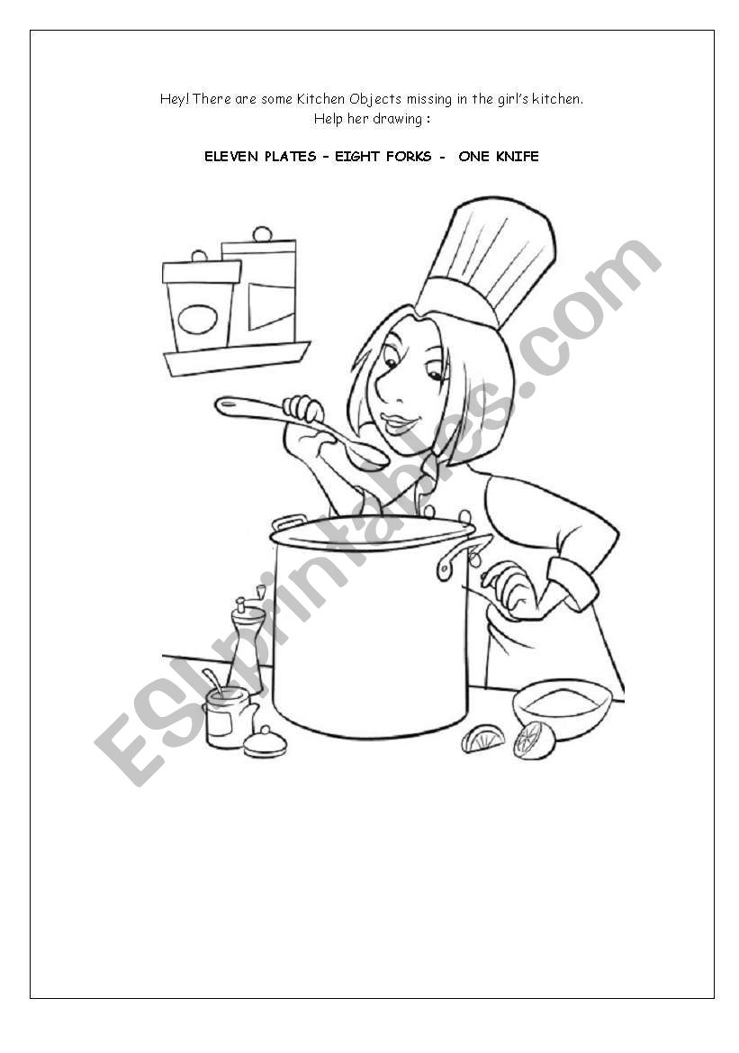 Kitchen stuff for Kids worksheet