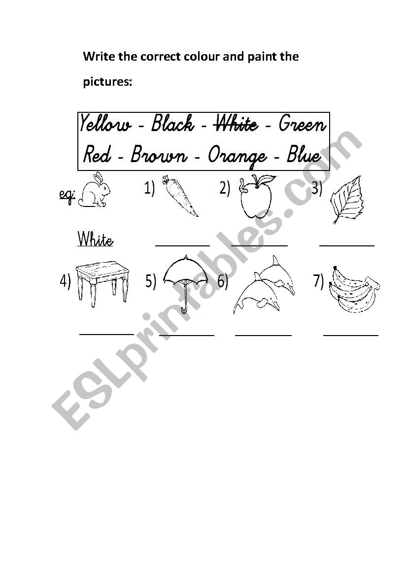 Colours worksheet