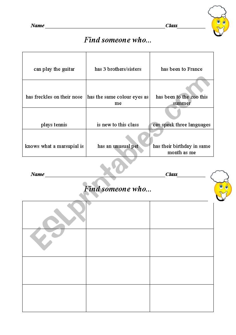 Find someone who... worksheet