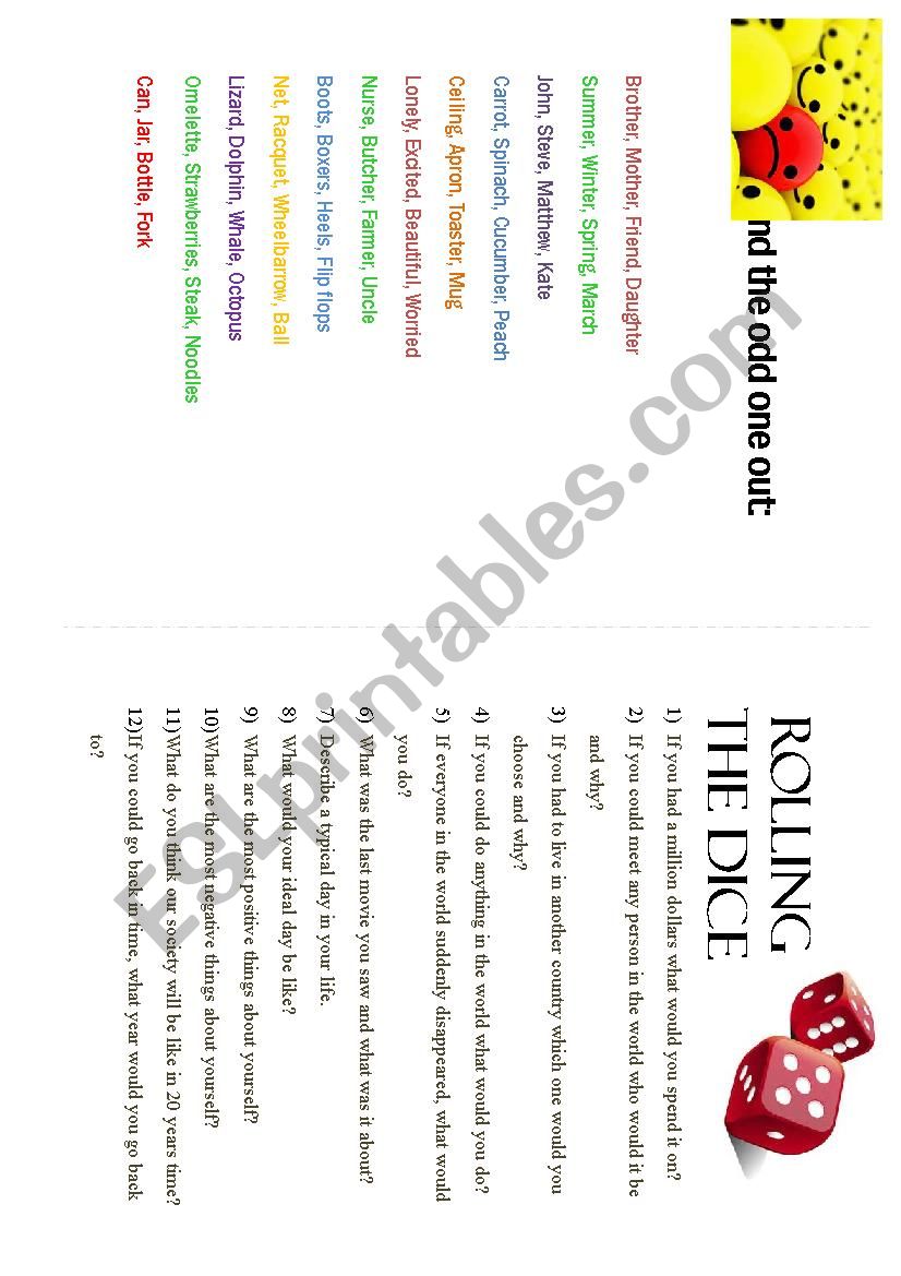 2 games worksheet