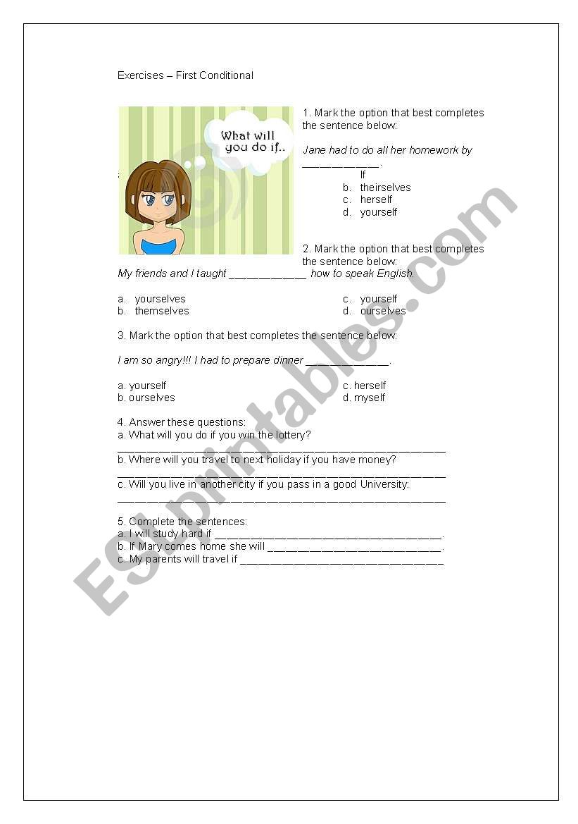 First Conditional Exercises worksheet