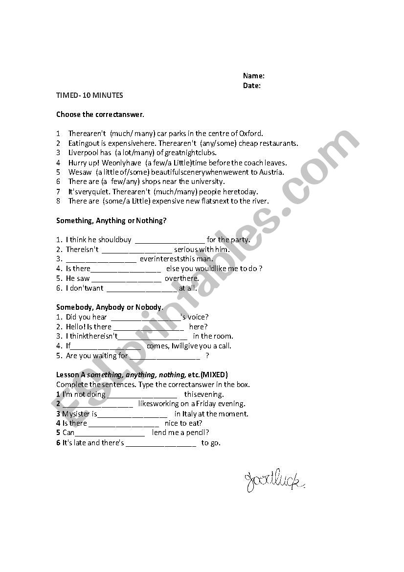 Pop Quiz Count/Non Count  worksheet