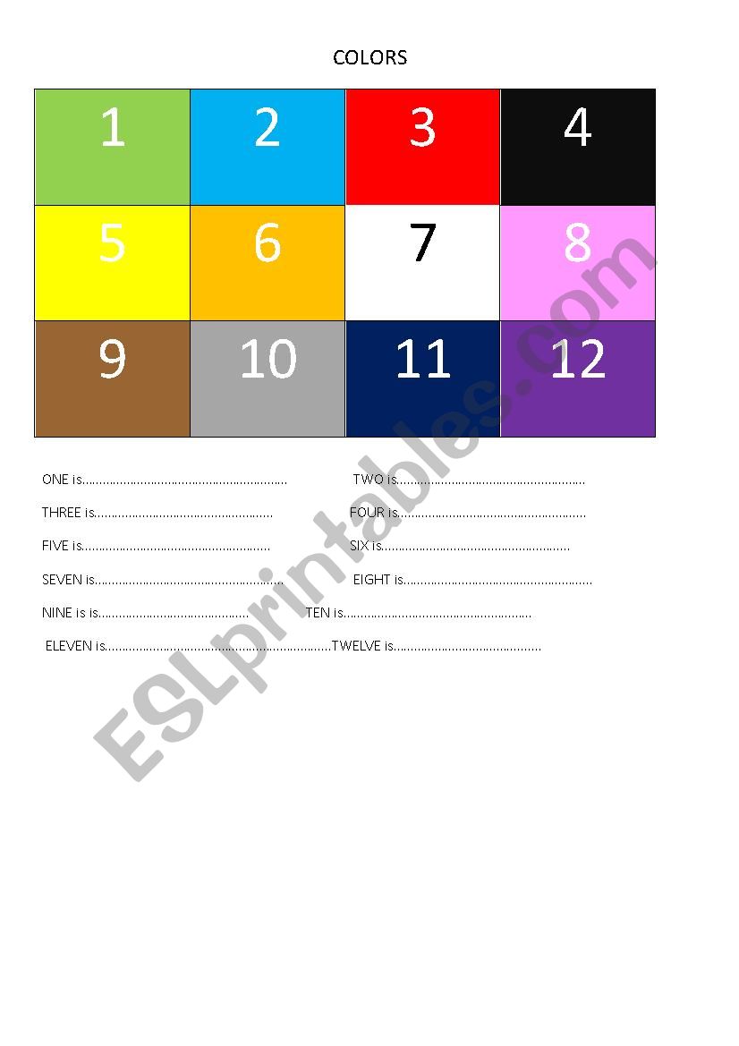 COLOURS worksheet