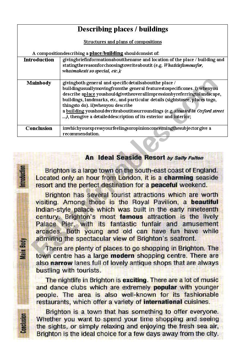 Describing Places worksheet