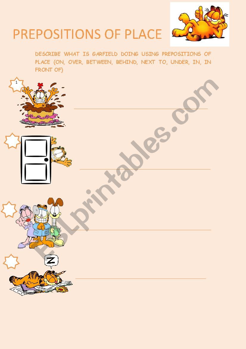 PREPOSITIONS OF PLACE worksheet