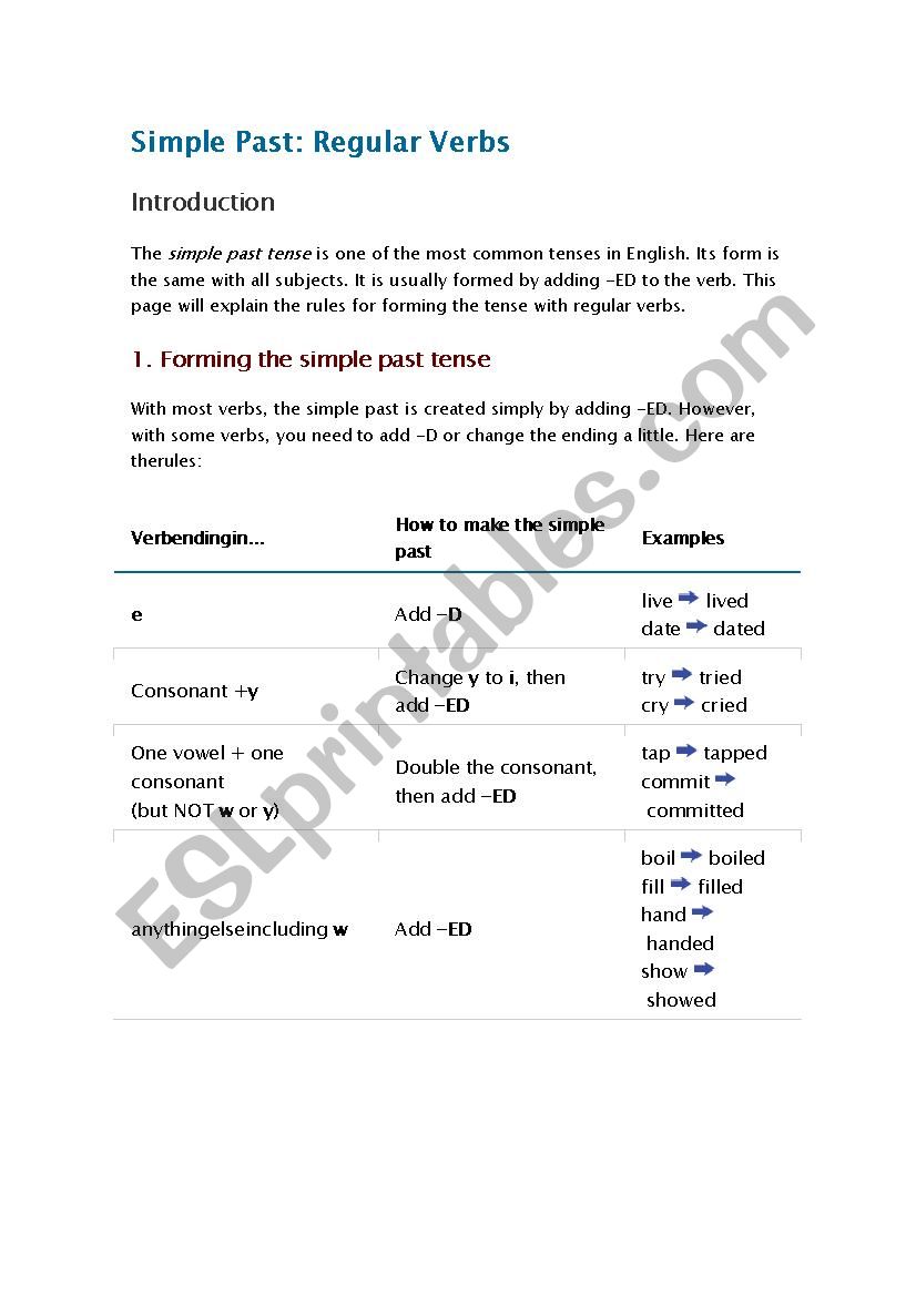 Simple Past worksheet
