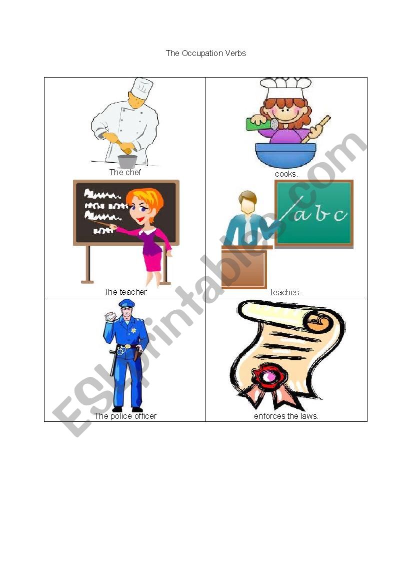 Occupations and Verbs worksheet