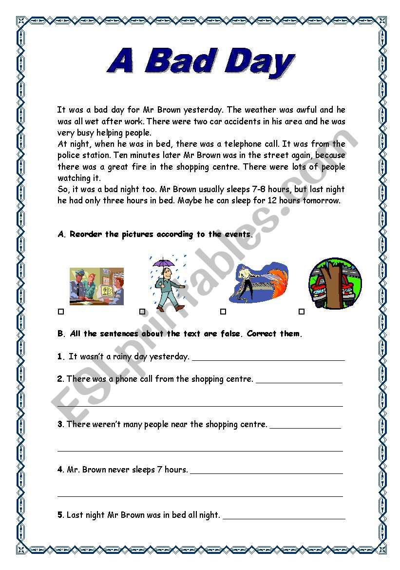Simple Past of To Be worksheet