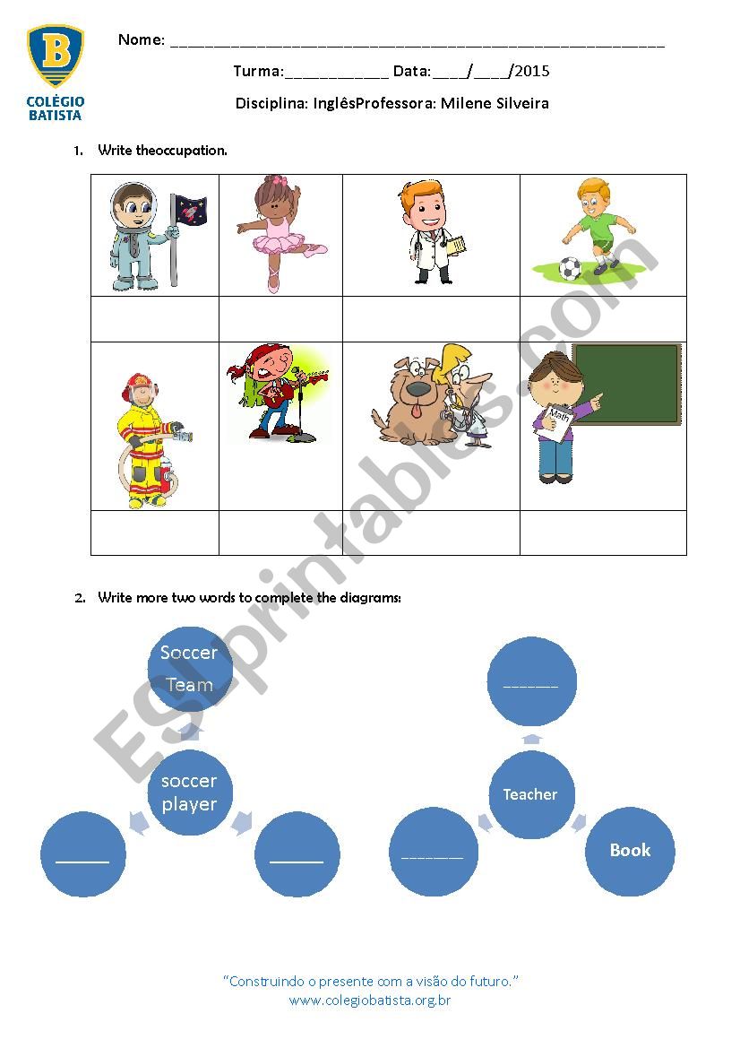 Occupations worksheet