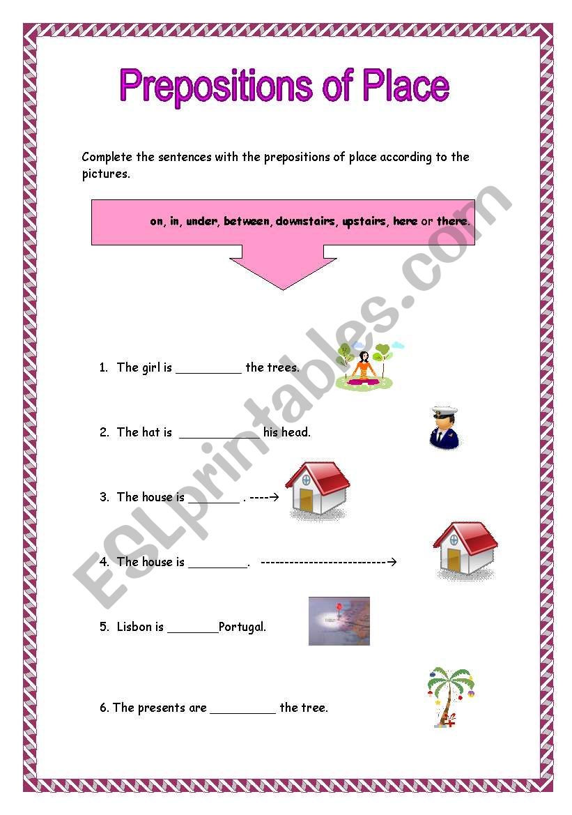 Prepositions of place worksheet