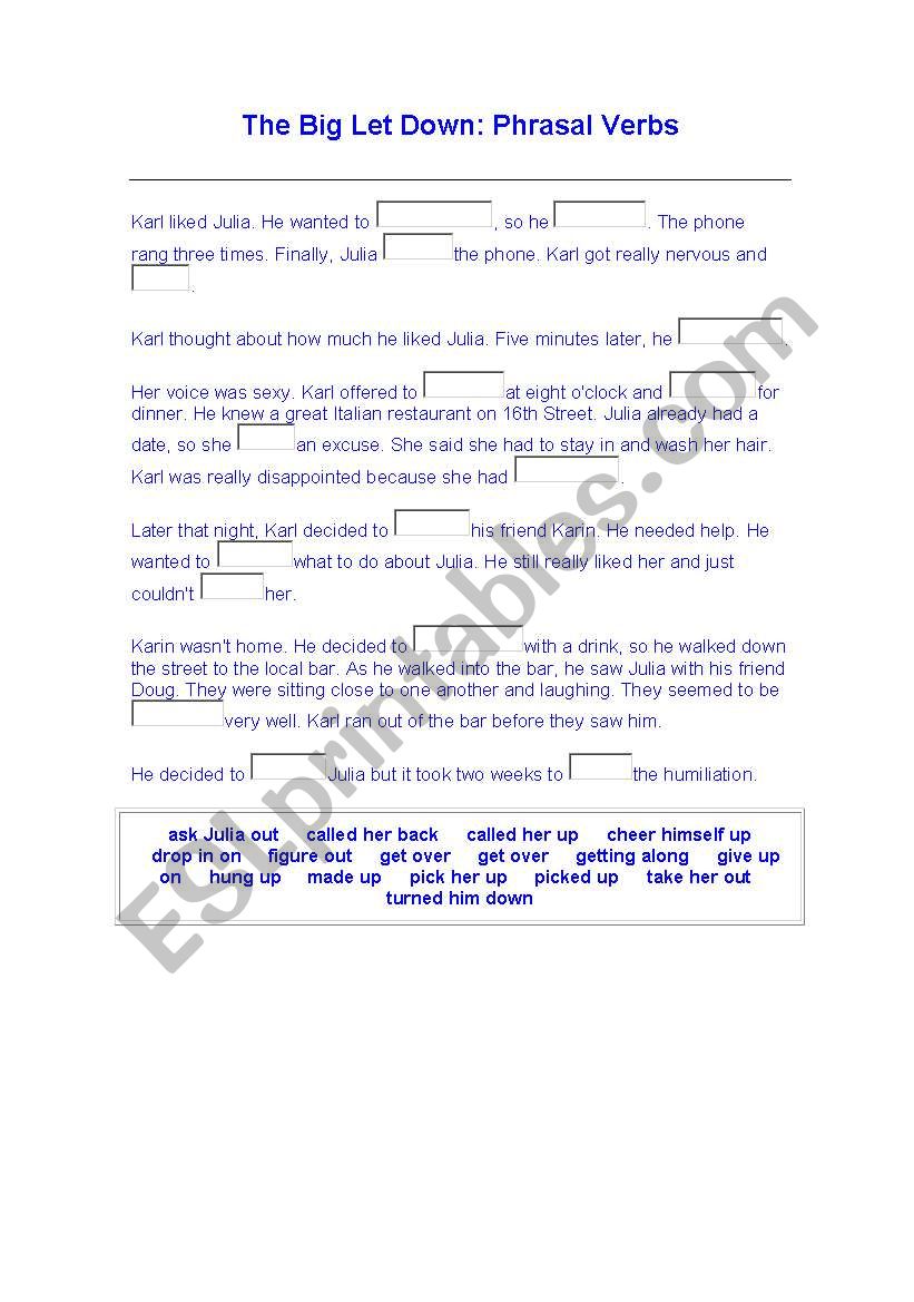 THE BIG LET DOWN worksheet