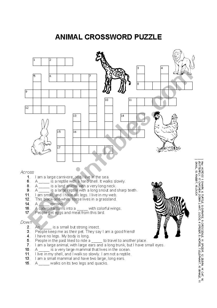 Animal Crossword Puzzle worksheet