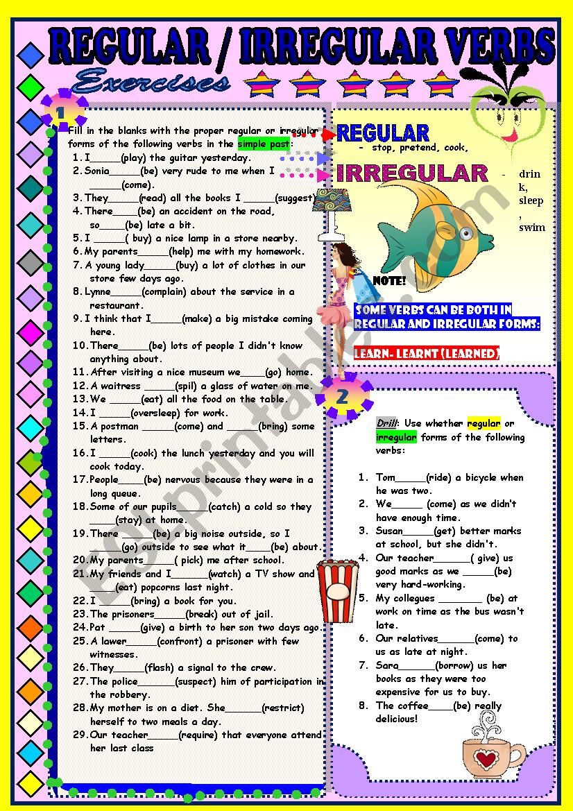 Regular and Irregular Verbs worksheet