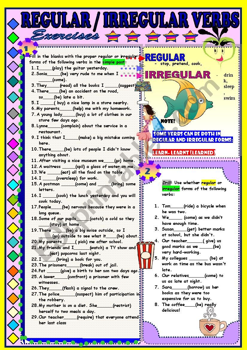 Regular And Irregular Verbs ESL Worksheet By Dackala