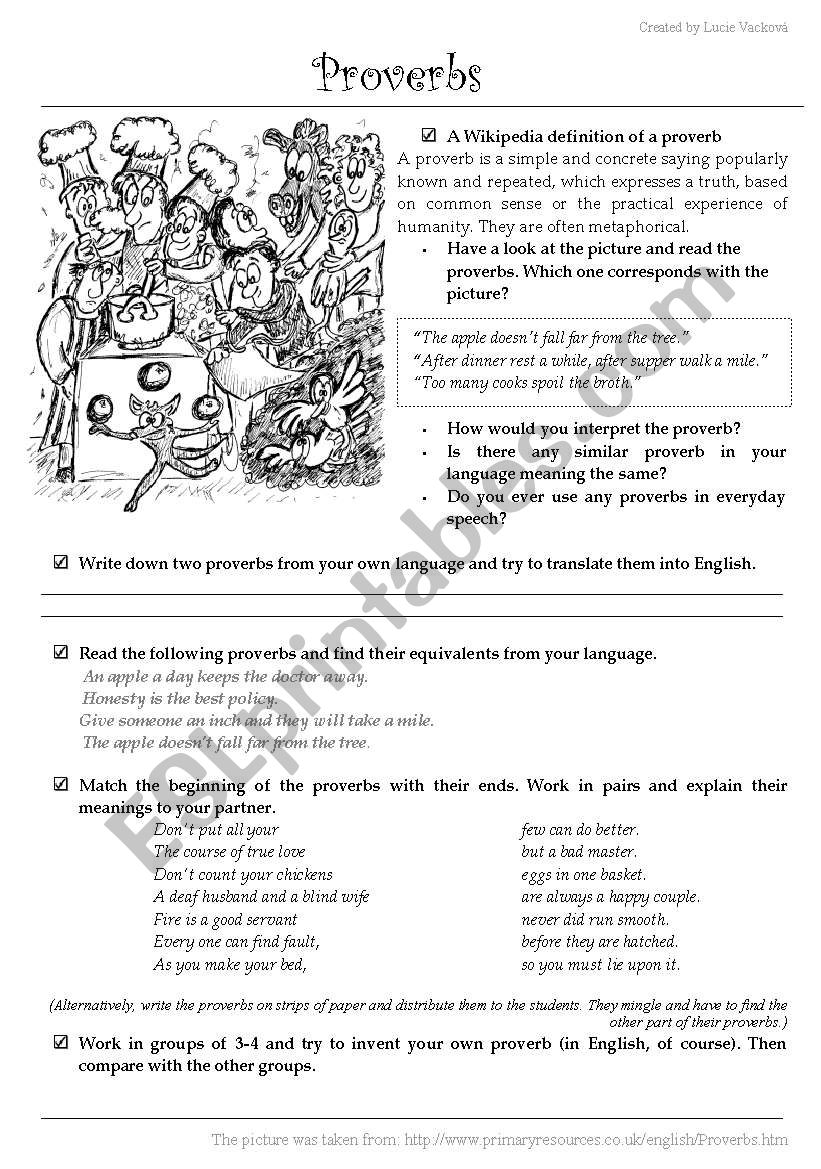 Proverbs worksheet