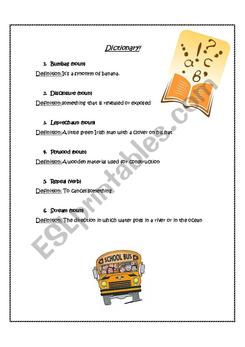 Dictionary Game 2 - Create a definition for unknown words