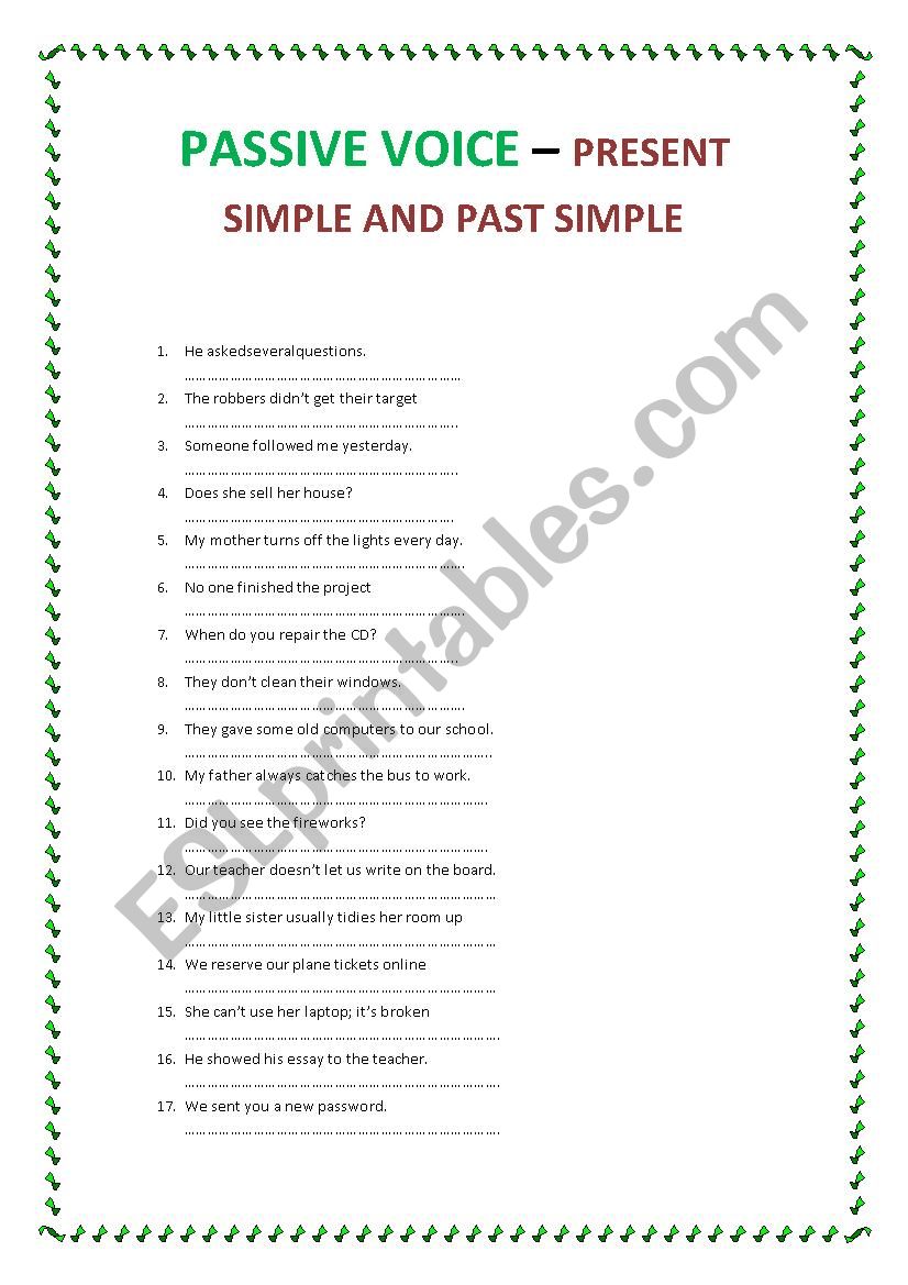 PASSIVE VOICE worksheet