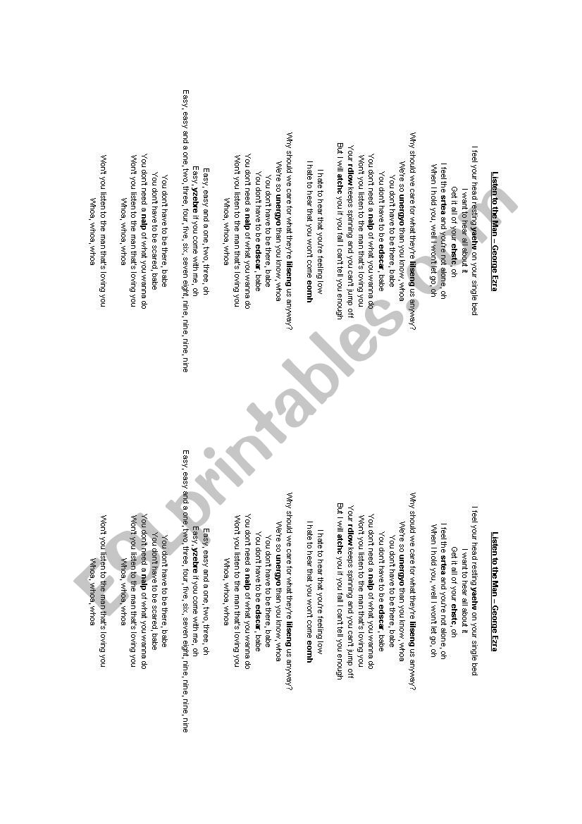 Listen to the Man - George Ezra - Song Activity