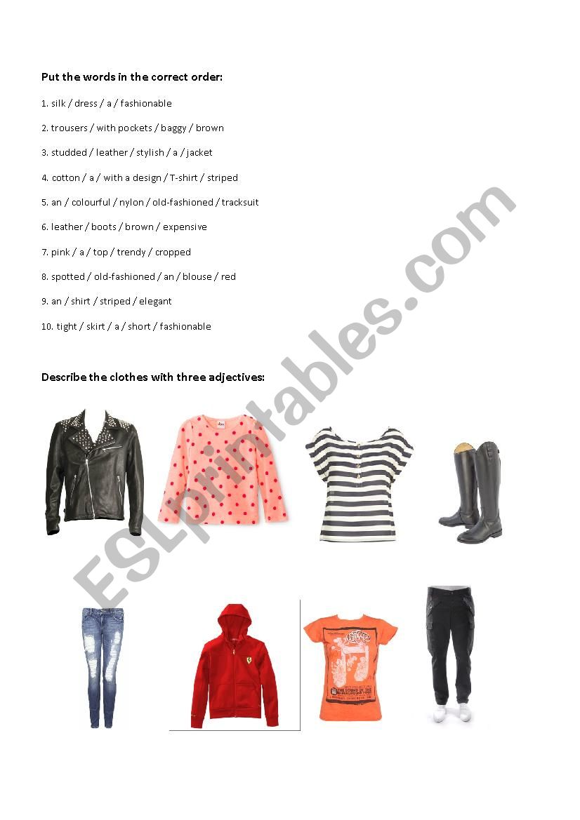 Describing clothes worksheet