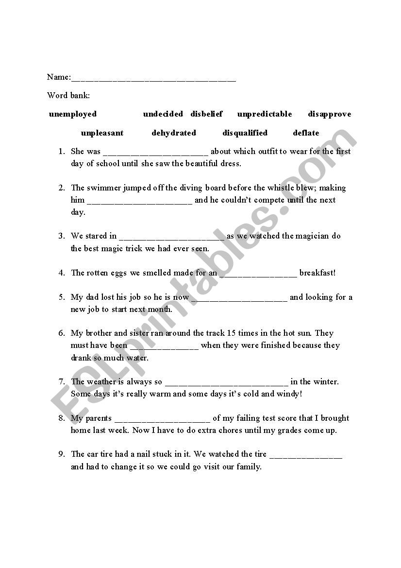 5th Grade Vocabulary Cloze Activity