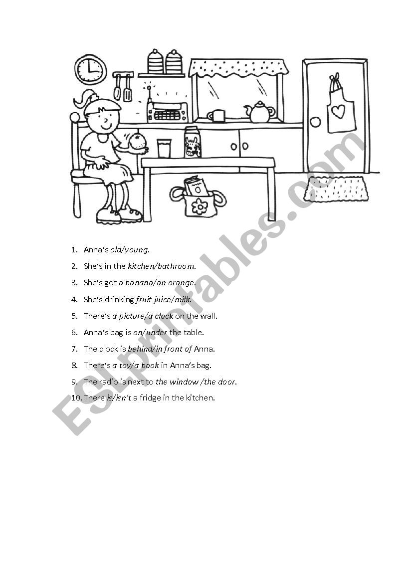 Picture reading worksheet