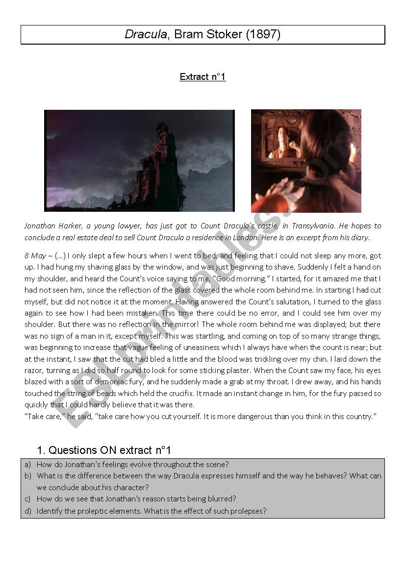 Dracula - Stoker worksheet