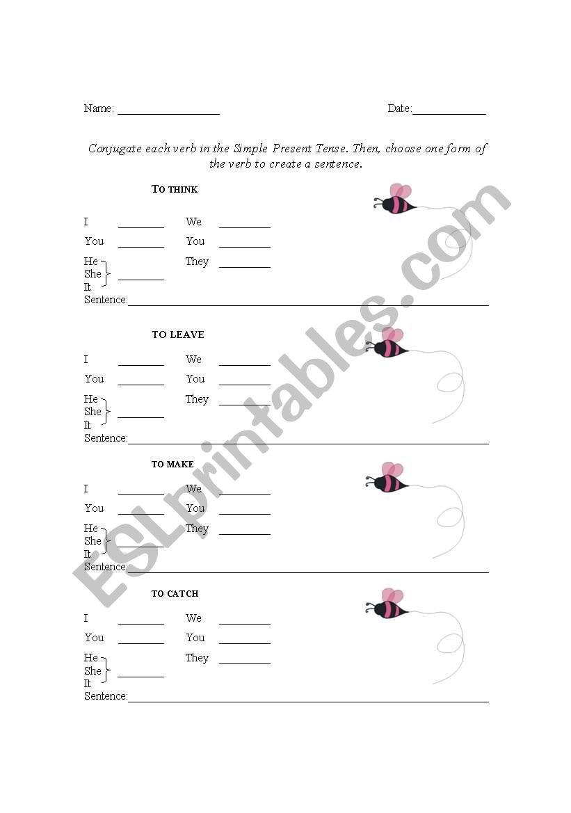 Verb Conjugation-Simple Present (Level 1)