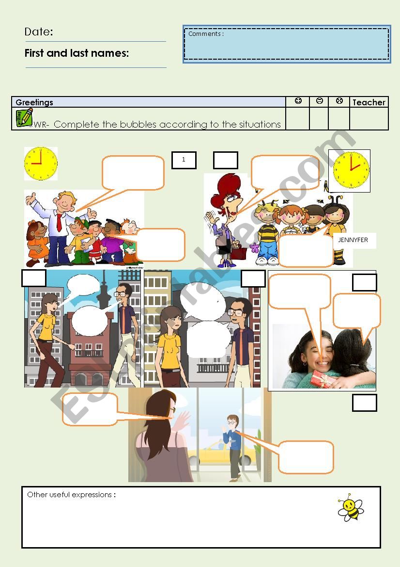 Greetings - Dialogue worksheet
