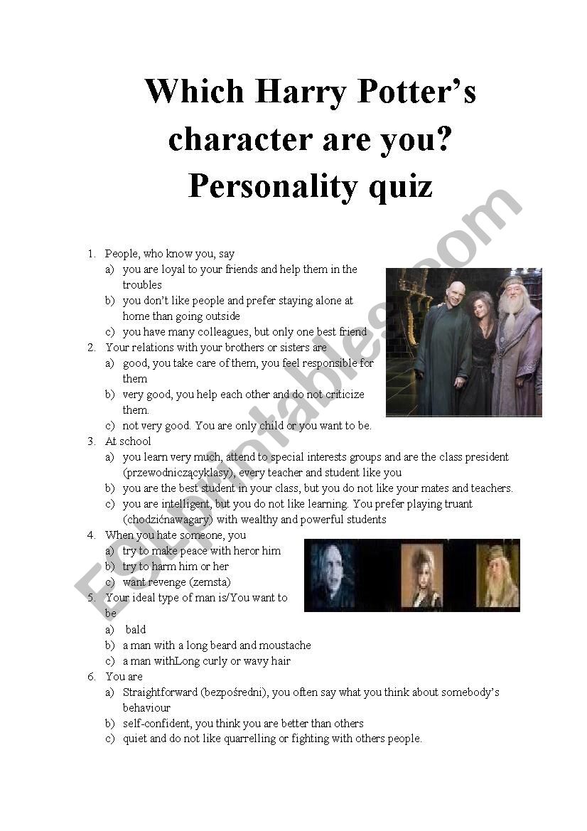 Which Harry Potters character are you? Personality quiz part 2