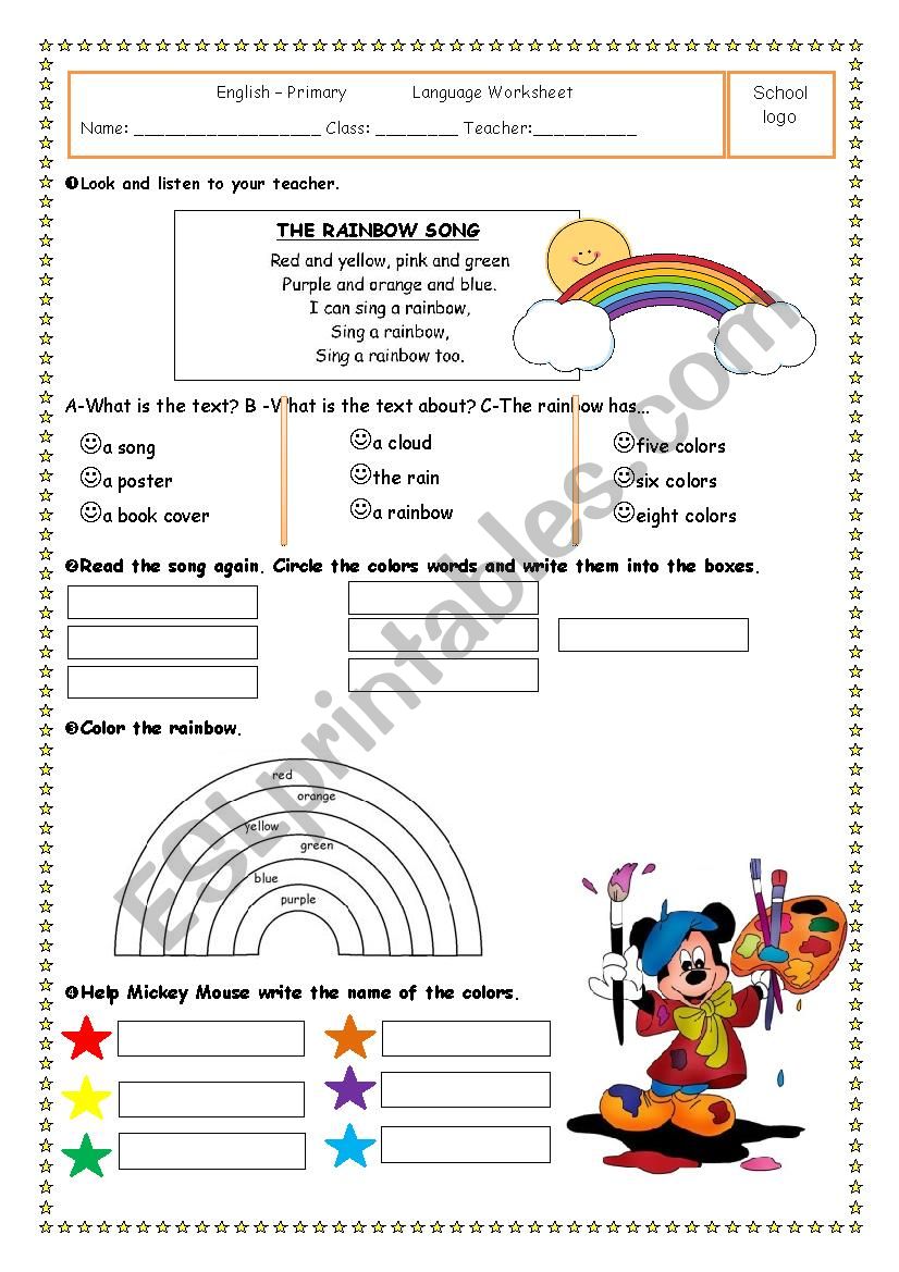 Colors-Didatic Sequence - Language Worksheet