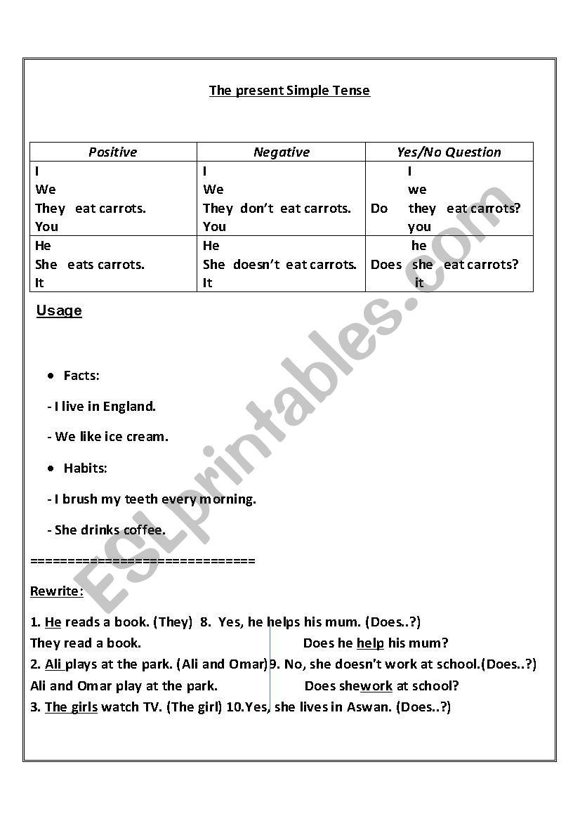 The Present Simple Tense worksheet