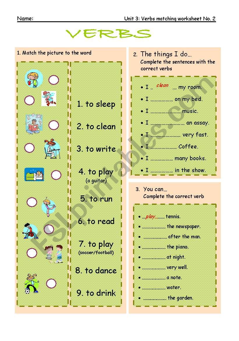 verbs 2 worksheet