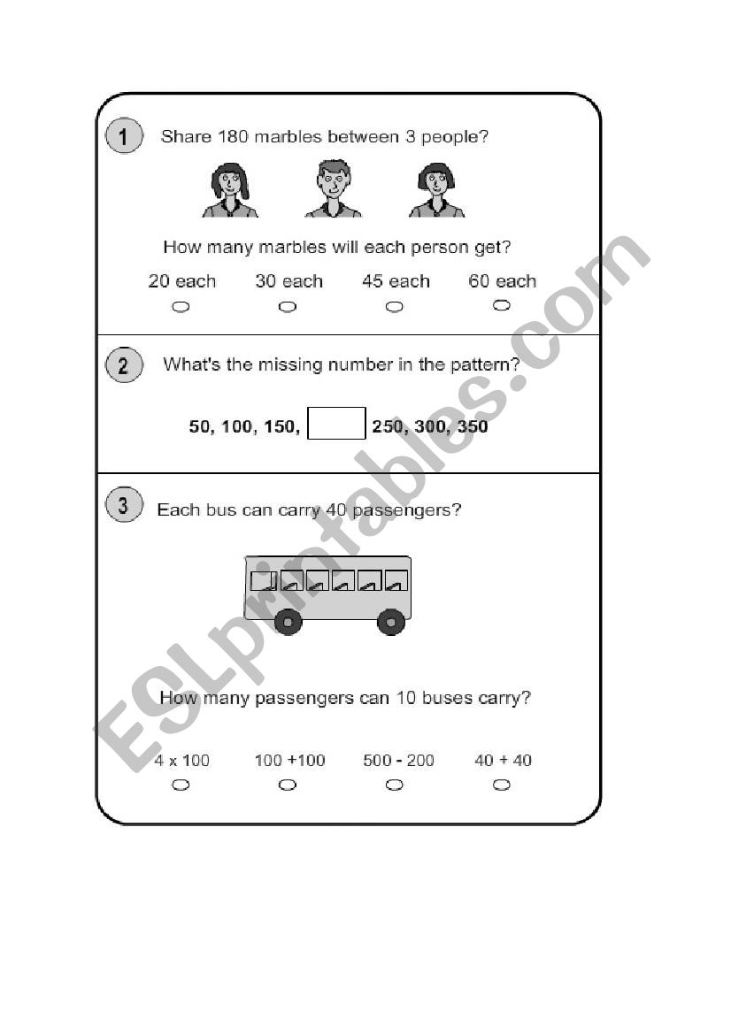 Think and count worksheet