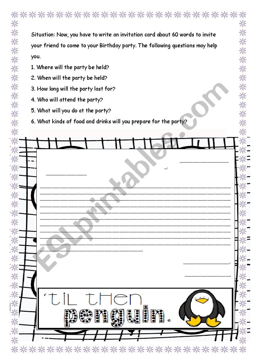 invitation worksheet