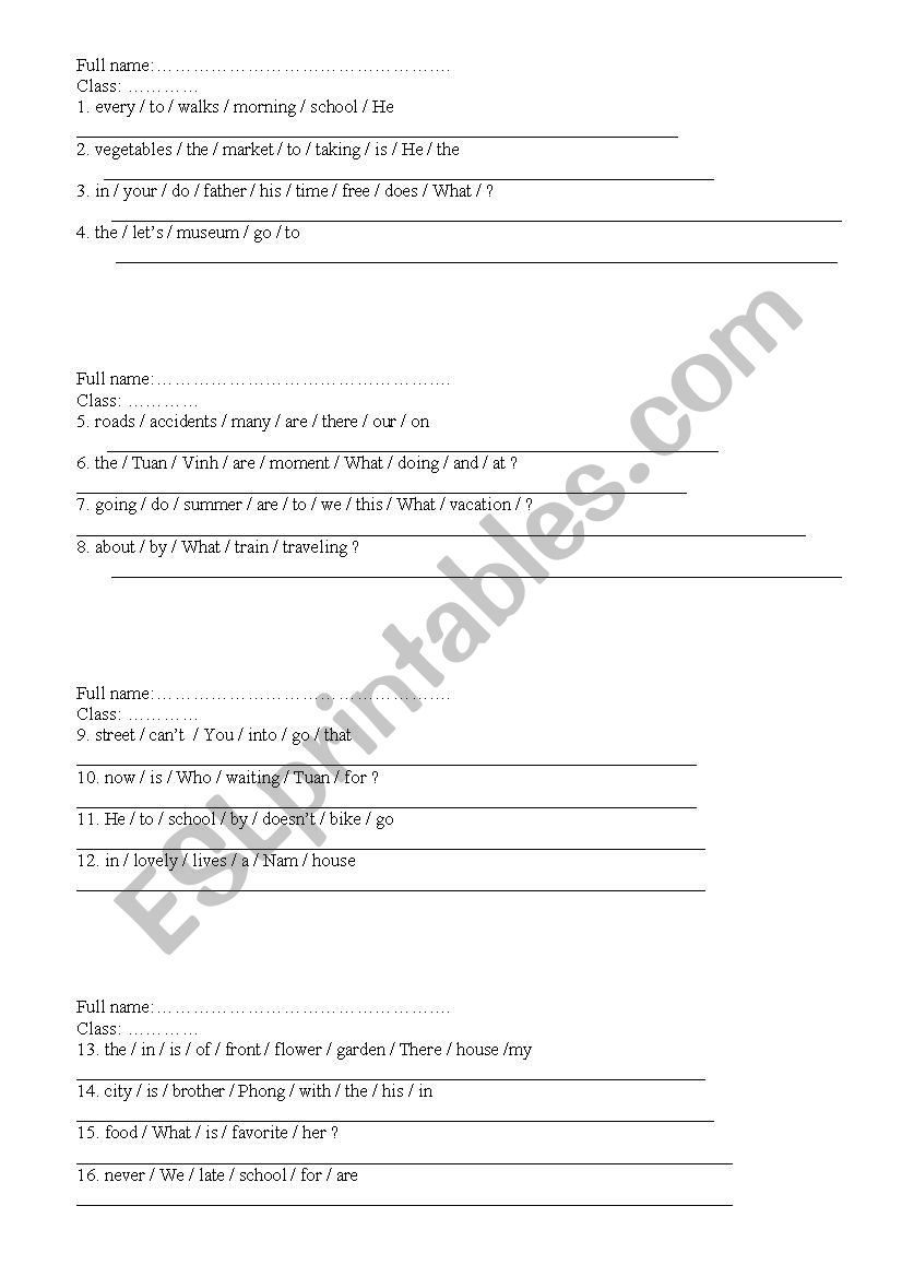 TEST ENGLISH 6.2 worksheet