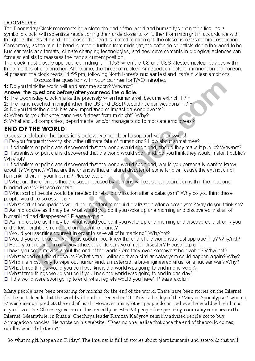 Conversation - ESL worksheet by natashax79