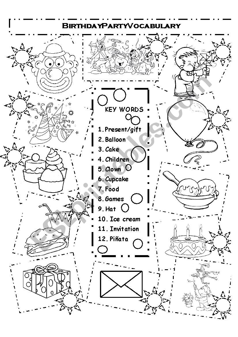 Birthday Basic Vocabulary worksheet