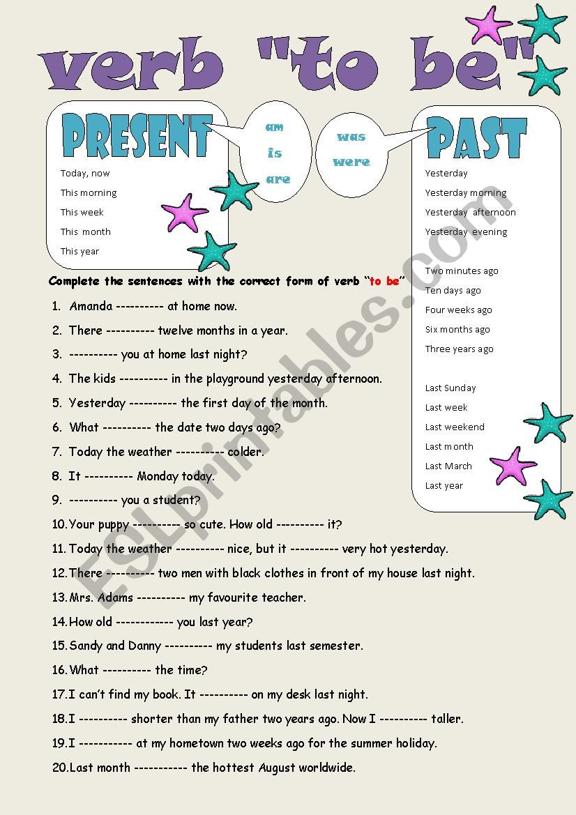 present-and-past-of-verb-to-be-esl-worksheet-by-byhngmz