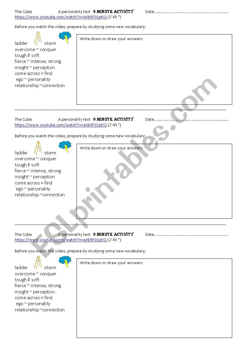 Personality Test worksheet