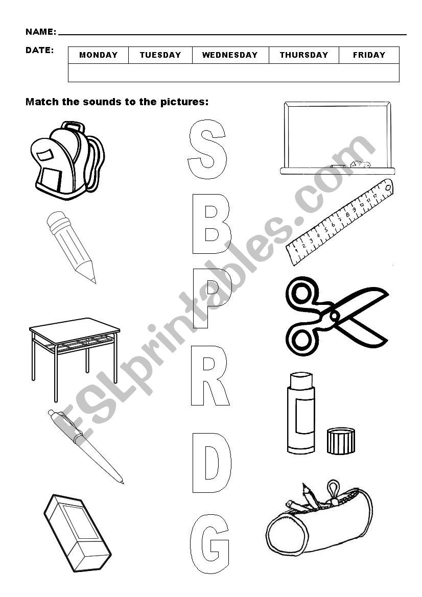 School sounds worksheet