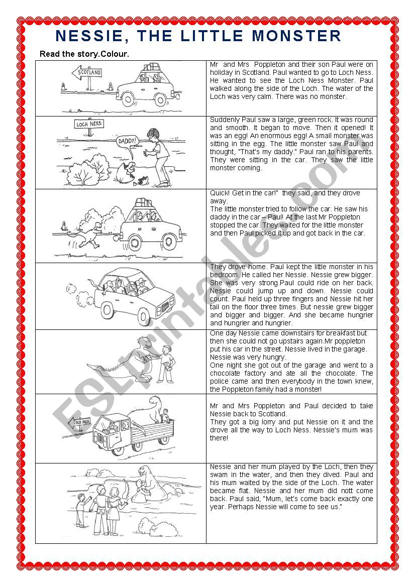 Nessie, the little monster worksheet