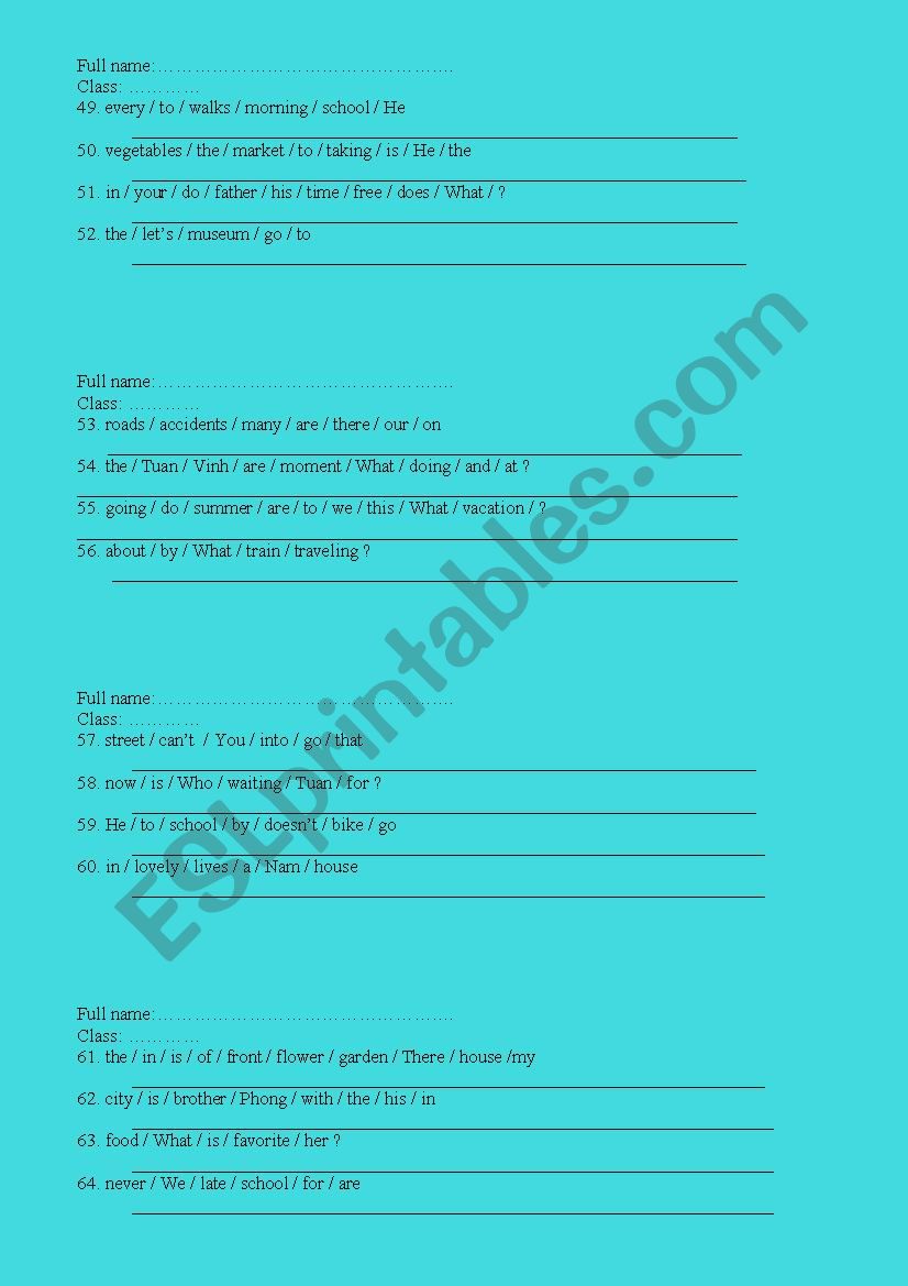 TEST ENGLISH 6.3 worksheet