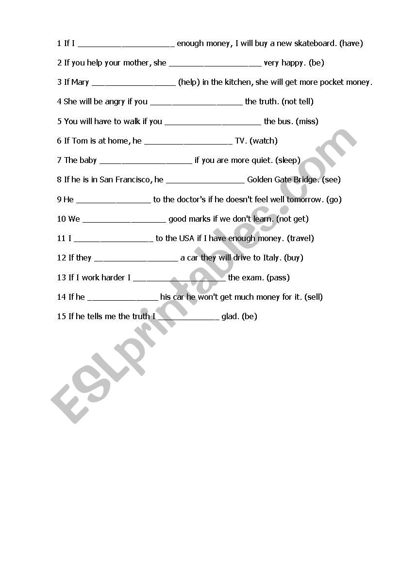 First Conditional worksheet