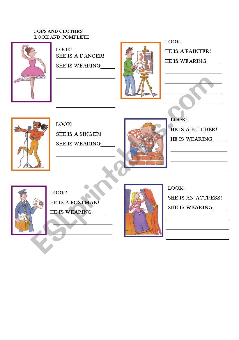CLOTHES AND JOBS worksheet