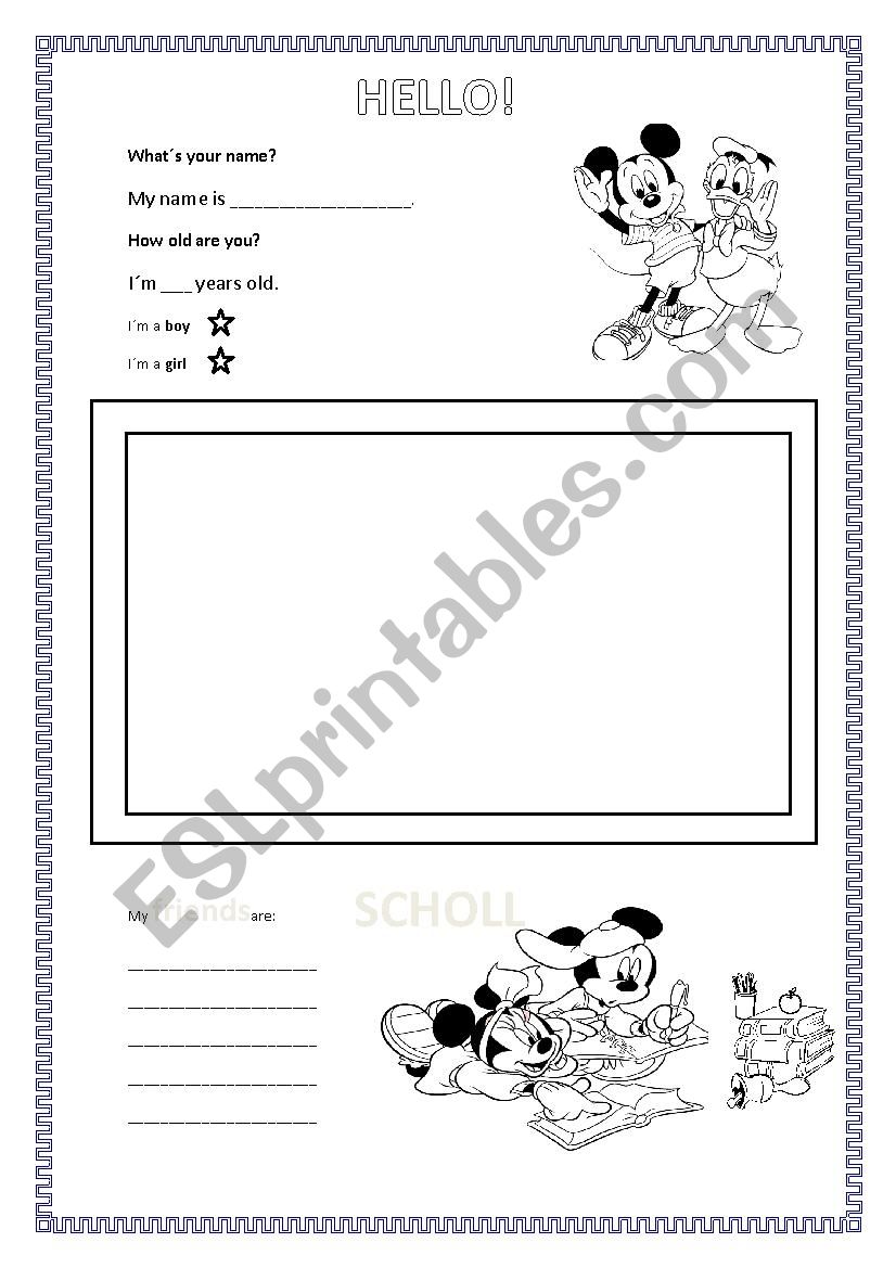 First day of school worksheet