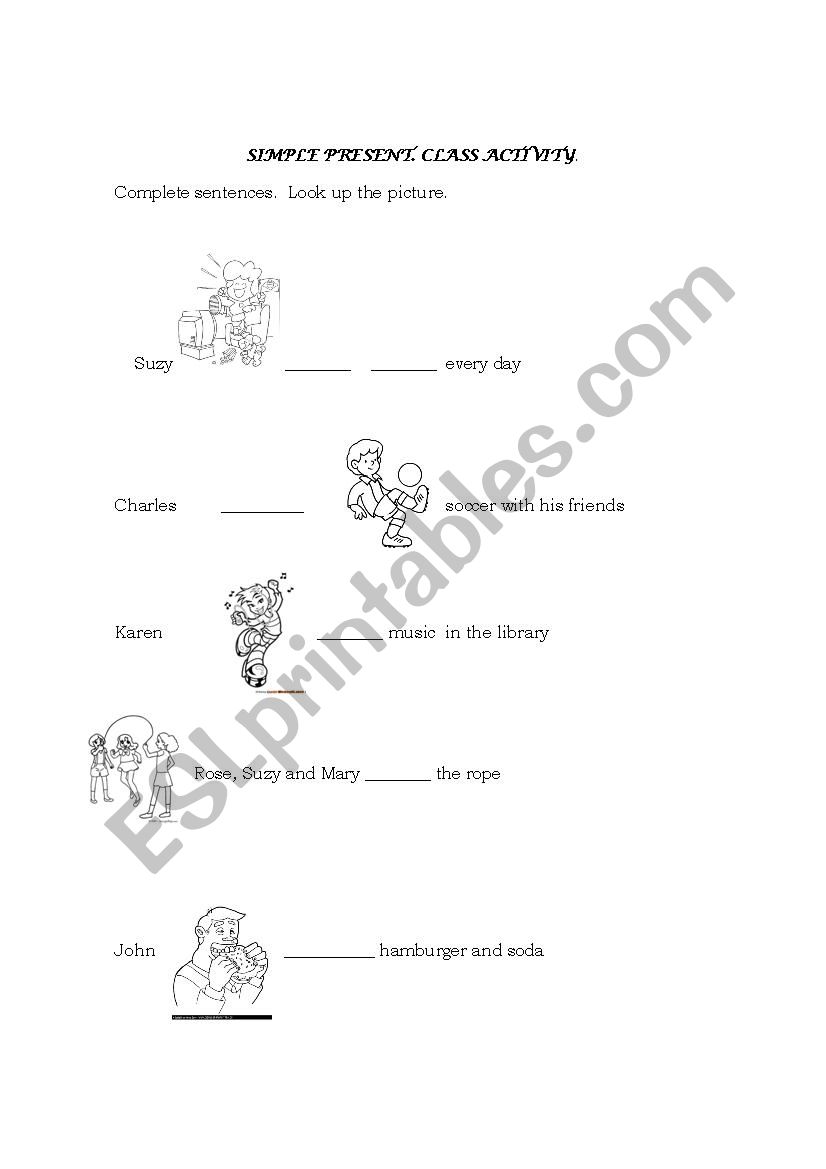 SIMPLE PRESENT CLASS ACTIVITY worksheet